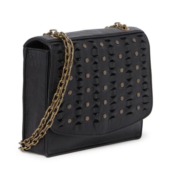 NWT FRYE Jade Leather Studded Weave Trim Chain Srtap Shoulder Bag - Picture 1 of 11